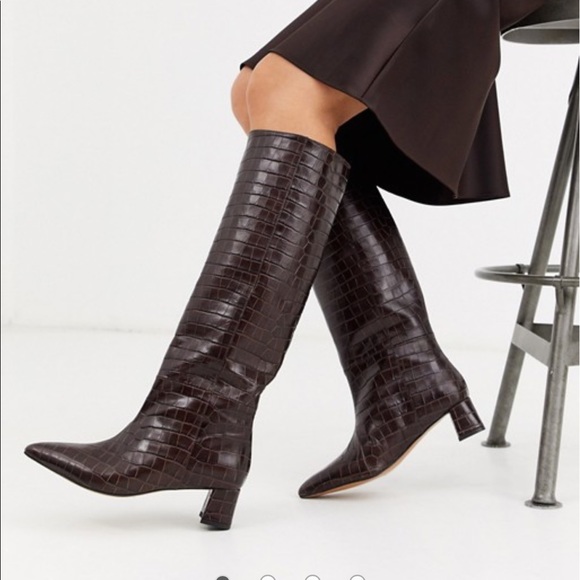 & Other Stories Shoes - ASOS & other stories brown mock crock boots sz 39